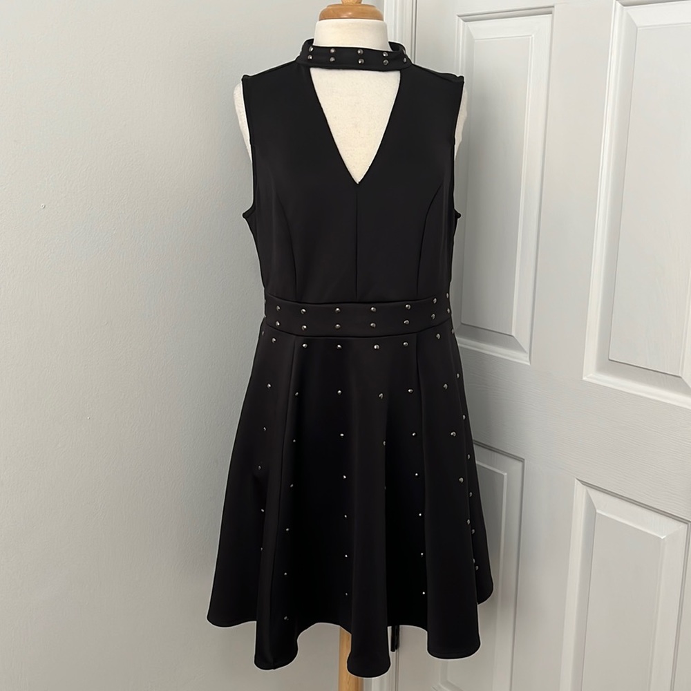 Torrid size 1 black studded keyhole top sleeveless Aline mini dress